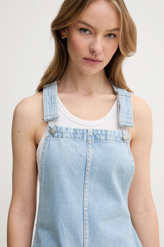 Rifľové šaty Pepe Jeans VESTA STUD modrá PL953720