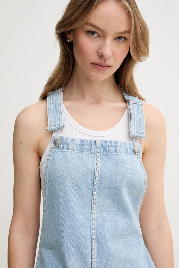 Rifľové šaty Pepe Jeans VESTA STUD modrá PL953720