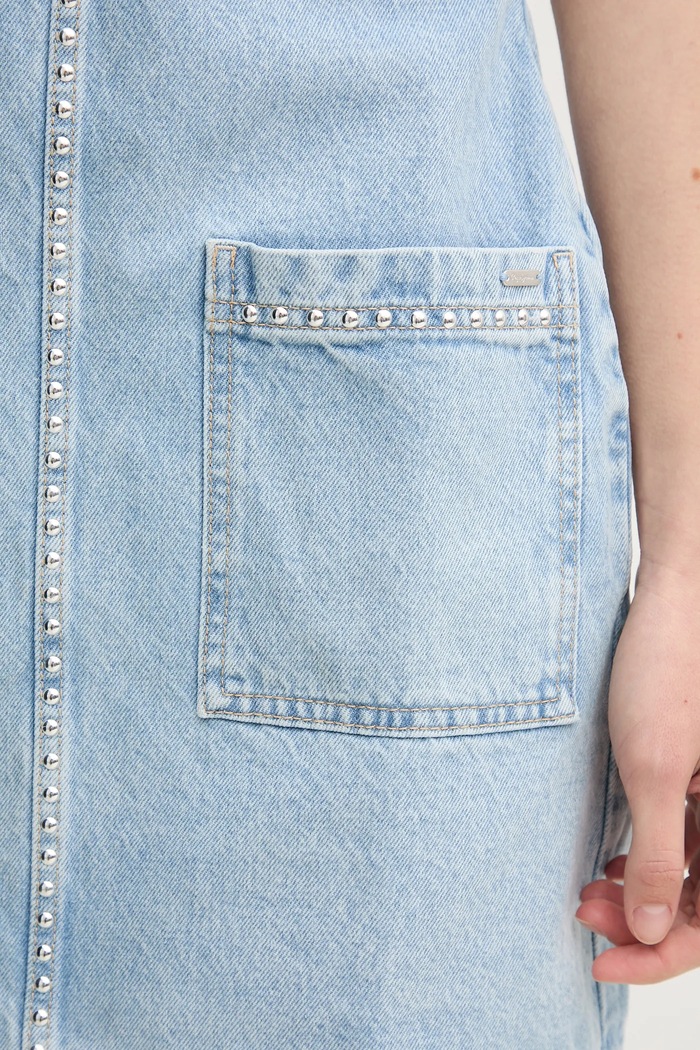 Rifľové šaty Pepe Jeans VESTA STUD PL953720 modrá