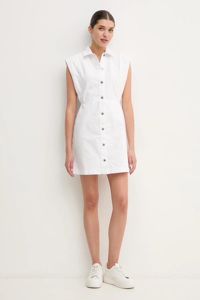 Pepe Jeans rochie din denim CHEY WHT PL953721 alb SS25