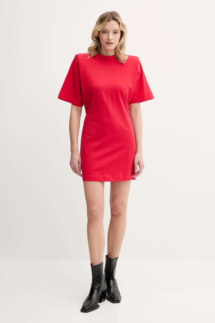 Pamučna haljina Pinko 105220.A2M2 crvena SS25