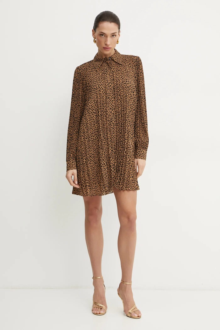 MICHAEL Michael Kors sukienka MR582QYGRY brązowy SS25