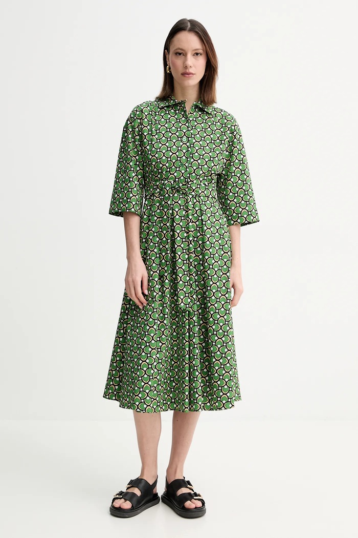 Βαμβακερό φόρεμα Weekend Max Mara εμπριμέ πράσινο 2515221152600
