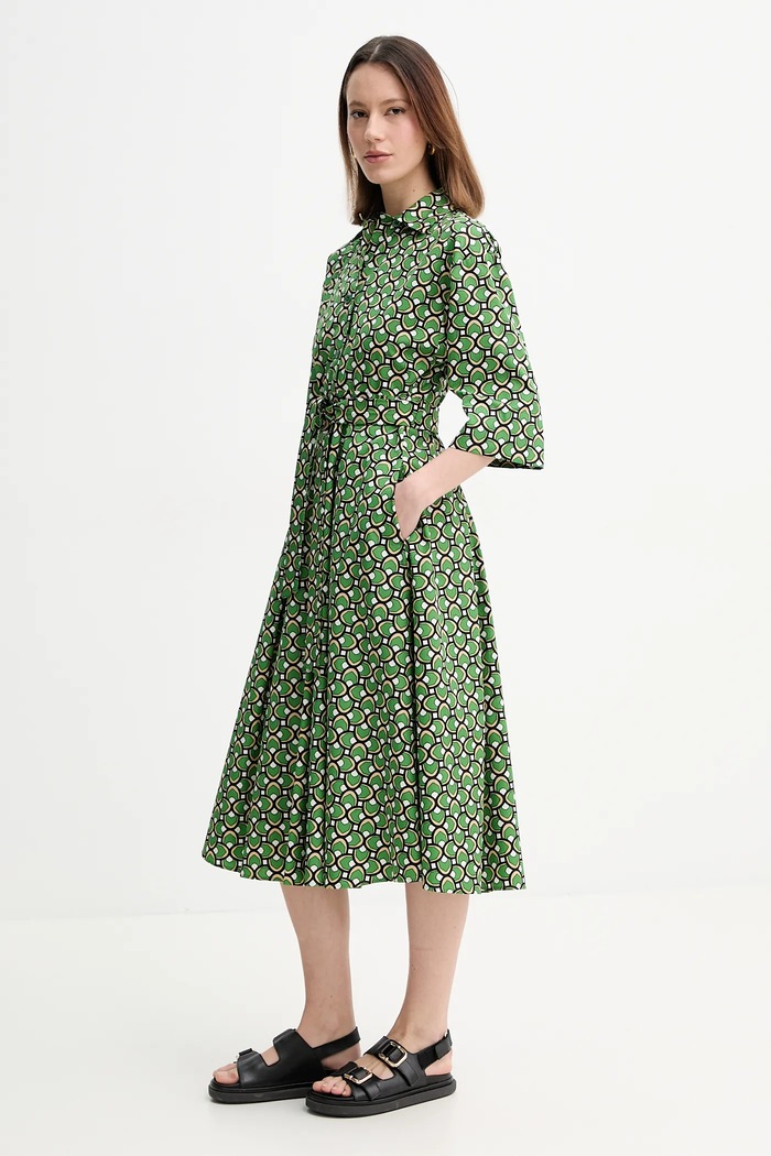 Βαμβακερό φόρεμα Weekend Max Mara πράσινο 2515221152600