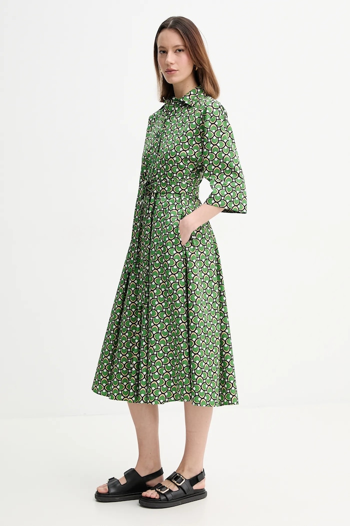 Βαμβακερό φόρεμα Weekend Max Mara πράσινο 2515221152600