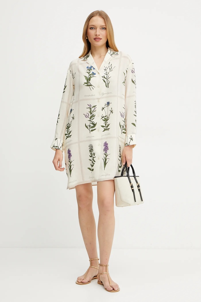 Weekend Max Mara rochie de mătase 2515221172600 bej SS25