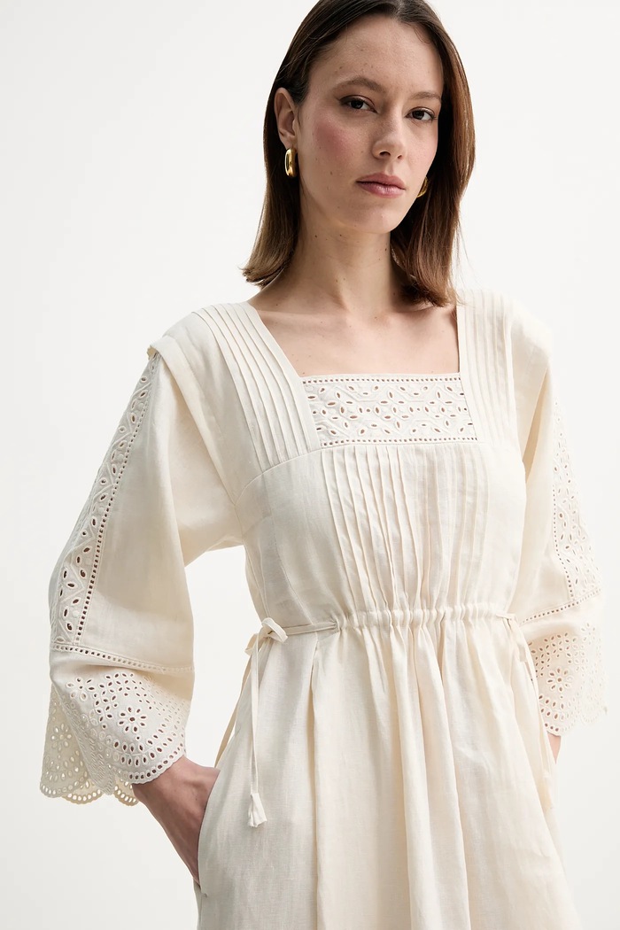 Lněné šaty Weekend Max Mara 2515221182600 béžová SS25