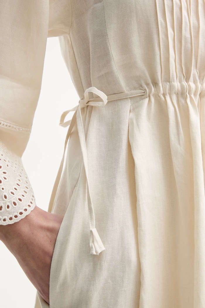 Lněné šaty Weekend Max Mara 2515221182600 béžová