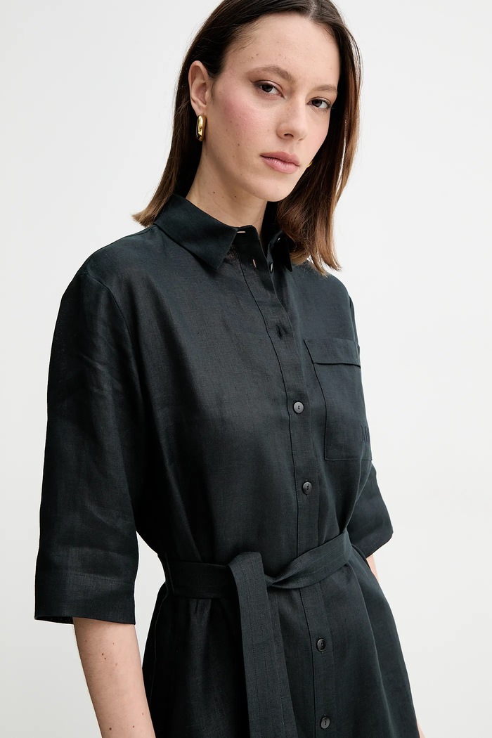 MM by Max Mara sukienka lniana 2516221028600 czarny SS25