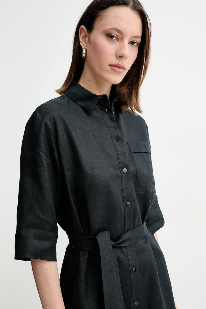 MM by Max Mara sukienka lniana 2516221028600 czarny SS25