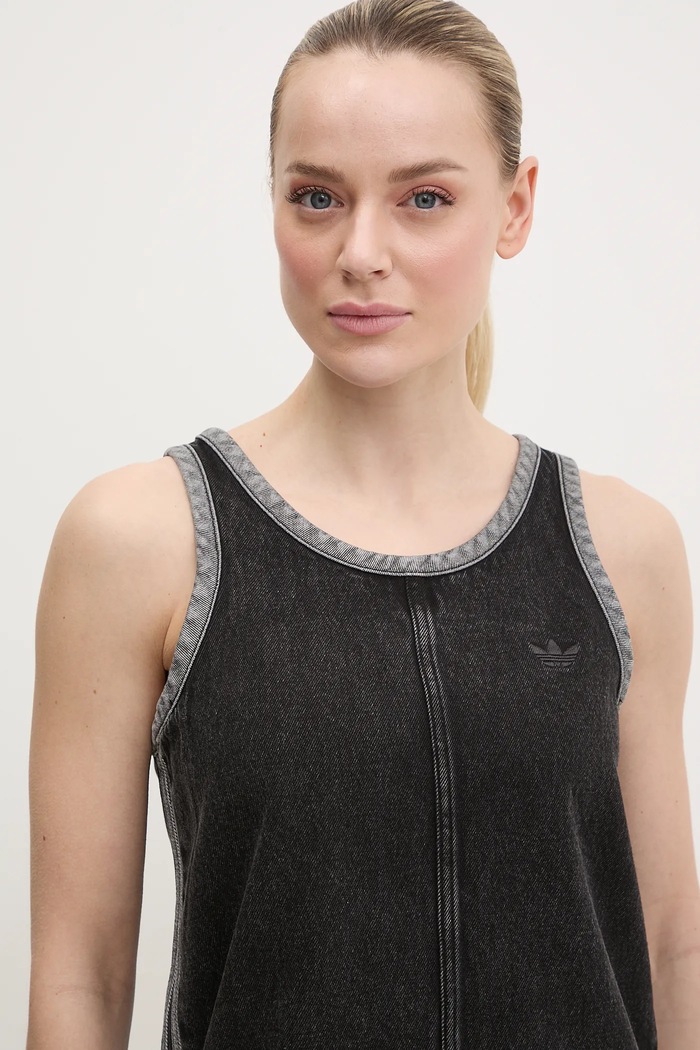 Дънкова рокля adidas Originals DENIM 3S DRESS черен JD3108