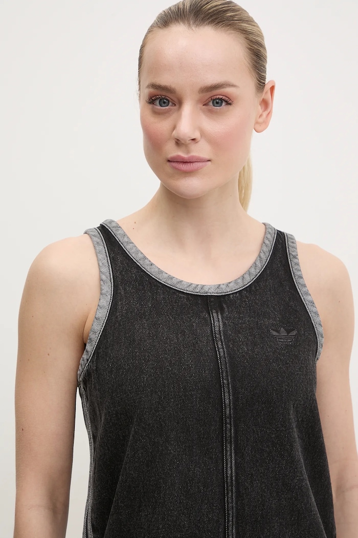 Дънкова рокля adidas Originals DENIM 3S DRESS черен JD3108
