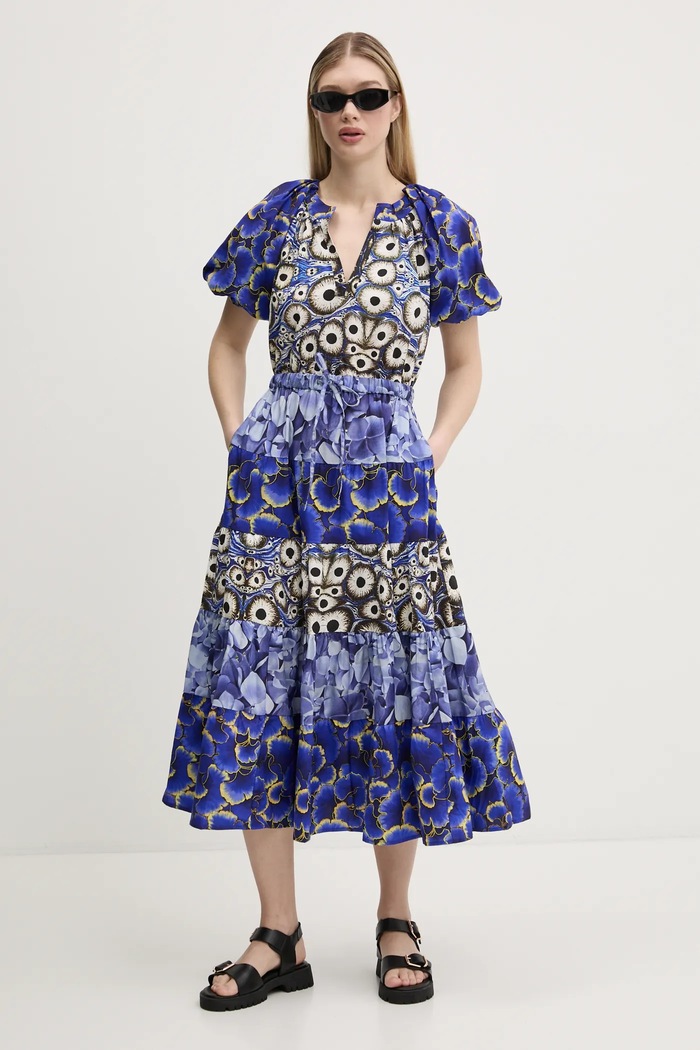 Desigual rochie CELLS LONG_LACROIX 25SWVW02 albastru SS25