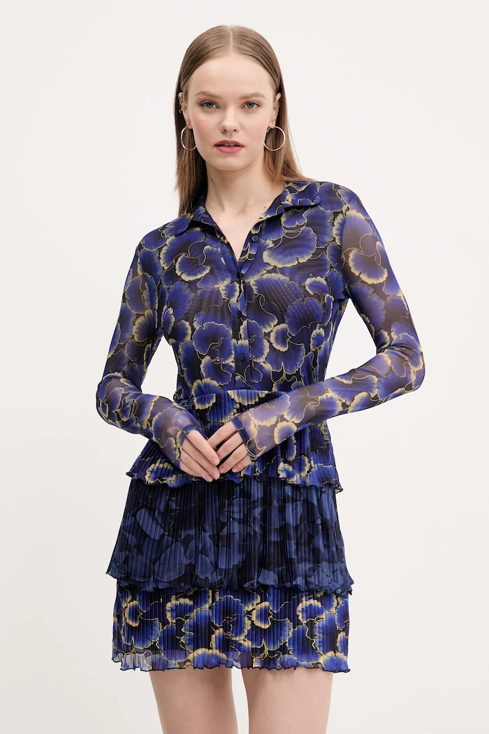Šaty Desigual CELLS LACROIX látka tmavomodrá 25SWVK29