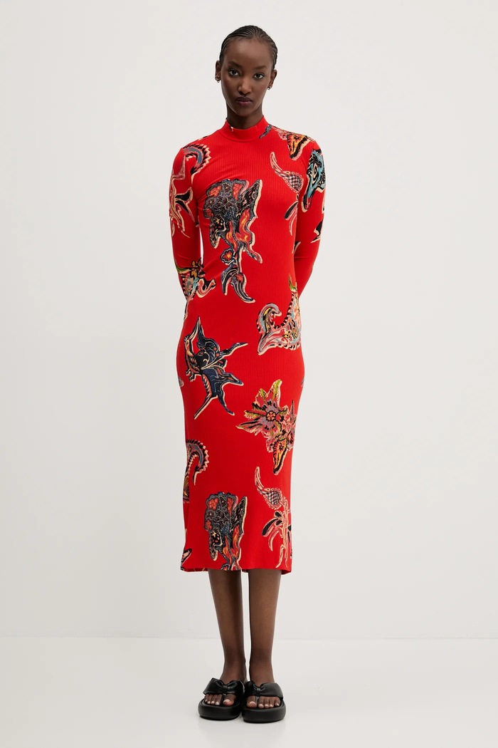 Φόρεμα Desigual MELTED PAISLEYS_LACROI κόκκινο 25SWVK31