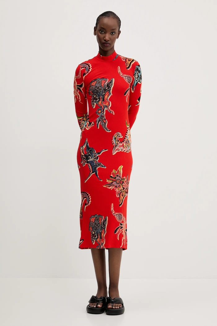 Φόρεμα Desigual MELTED PAISLEYS_LACROI κόκκινο 25SWVK31