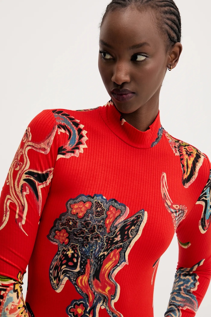 Φόρεμα Desigual MELTED PAISLEYS_LACROI 25SWVK31 κόκκινο