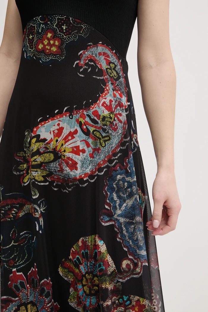 Desigual rochie PAISLEY MESH_LACROIX 25SWVK32 negru
