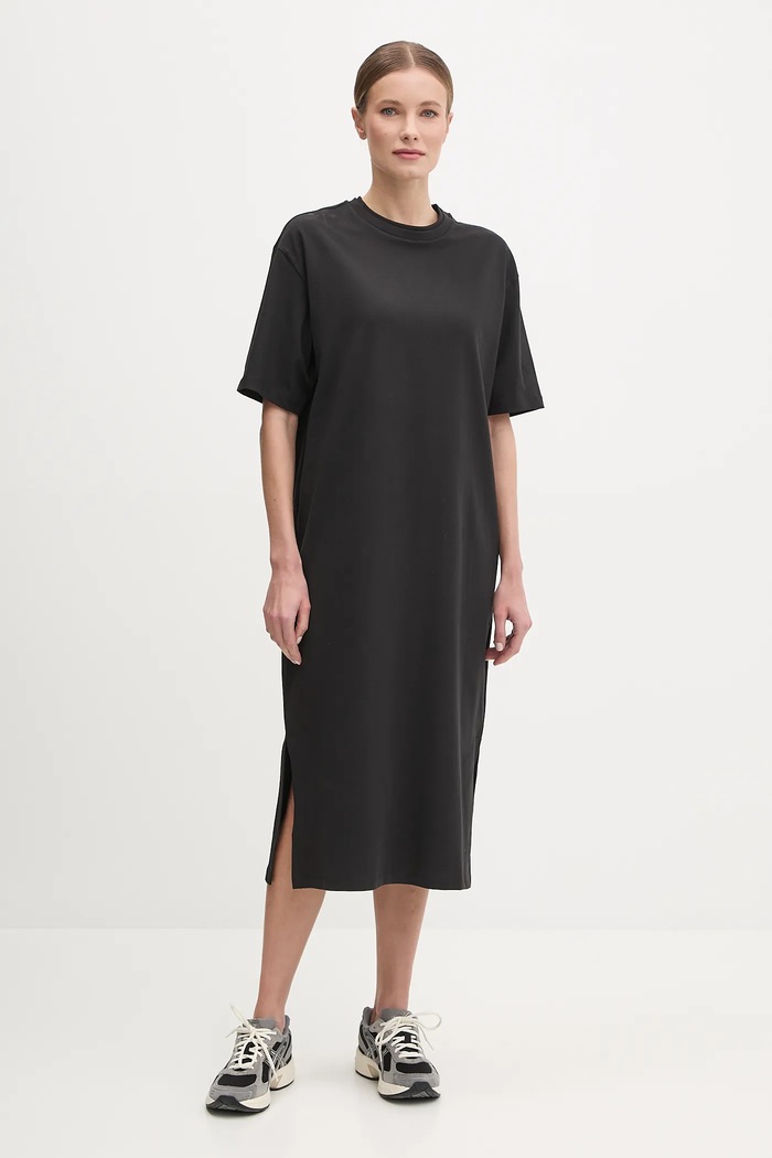The North Face rochie din bumbac Oversized maxi negru NF0A8C2EJK31