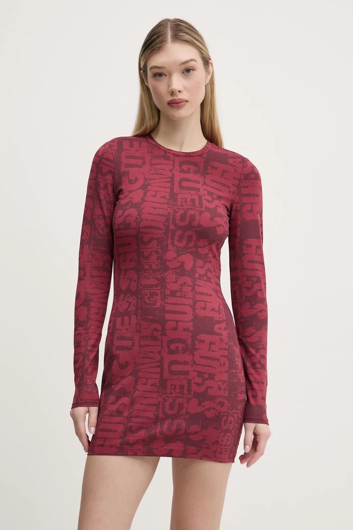 Šaty Guess Originals s elastanom červená W5RK78.K1D80