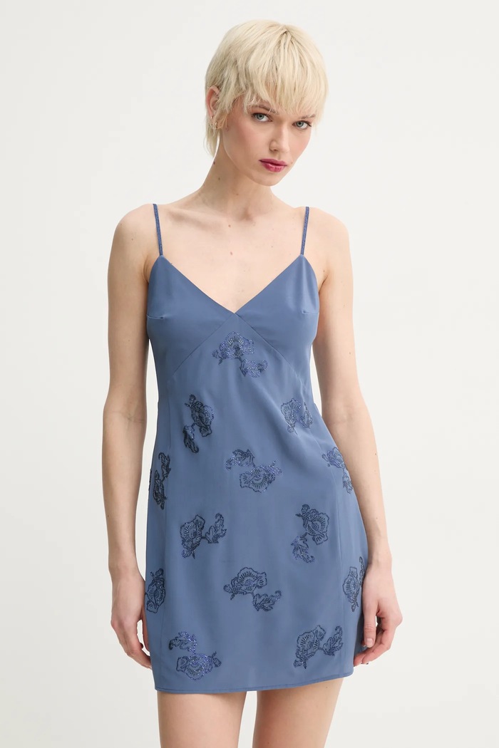 Hedvábné šaty ZADIG&VOLTAIRE WWDR02386.424 modrá SS25