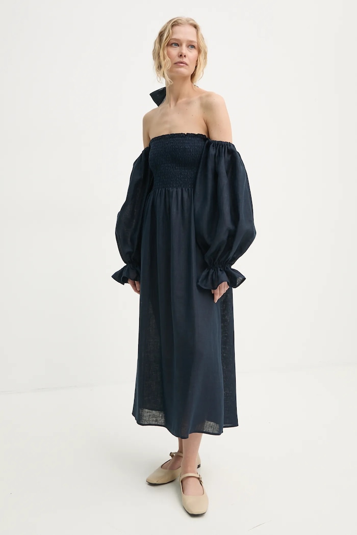 The Sleeper Rochie din in SL001AL bleumarin SS25