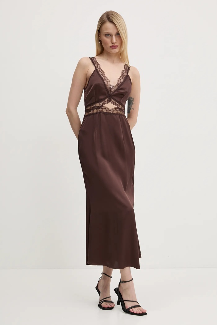 Never Fully Dressed sukienka Mimi casual brązowy NFDDR1830