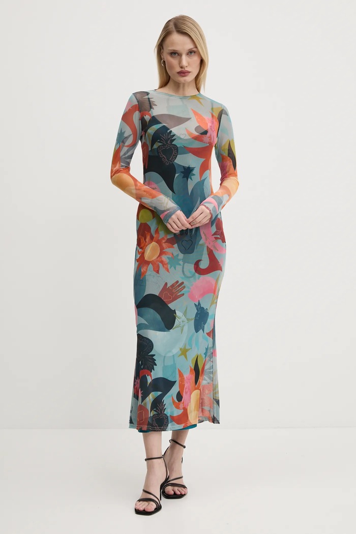 Never Fully Dressed rochie Balearic Mesh midi turcoaz NFDDR1833
