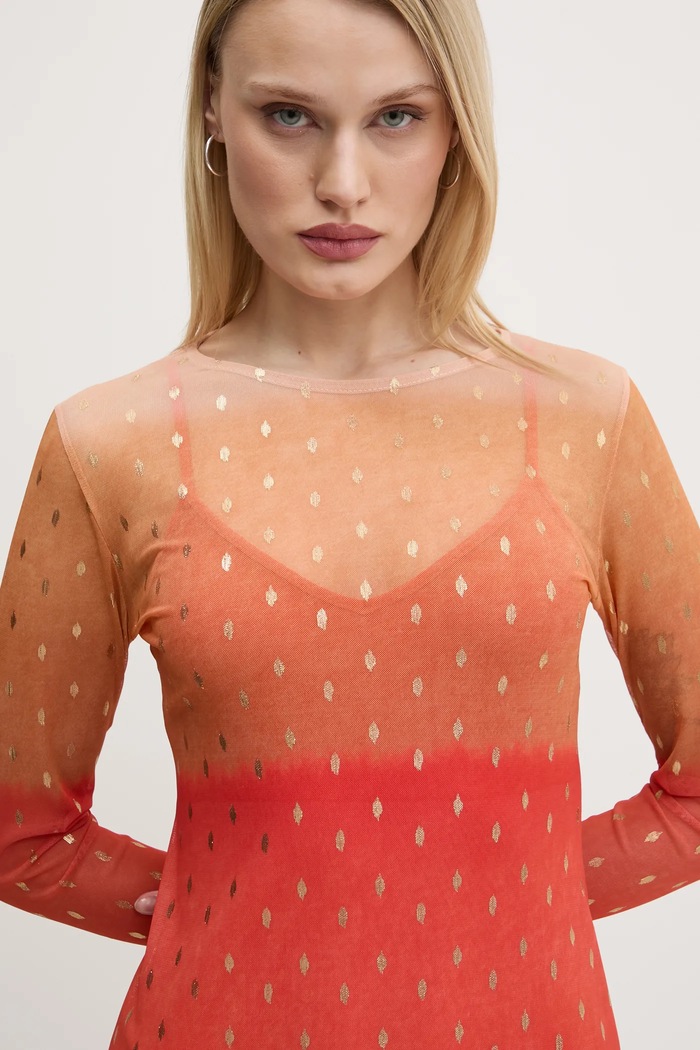 Šaty Never Fully Dressed Sunset Mesh NFDDR1747 oranžová SS25