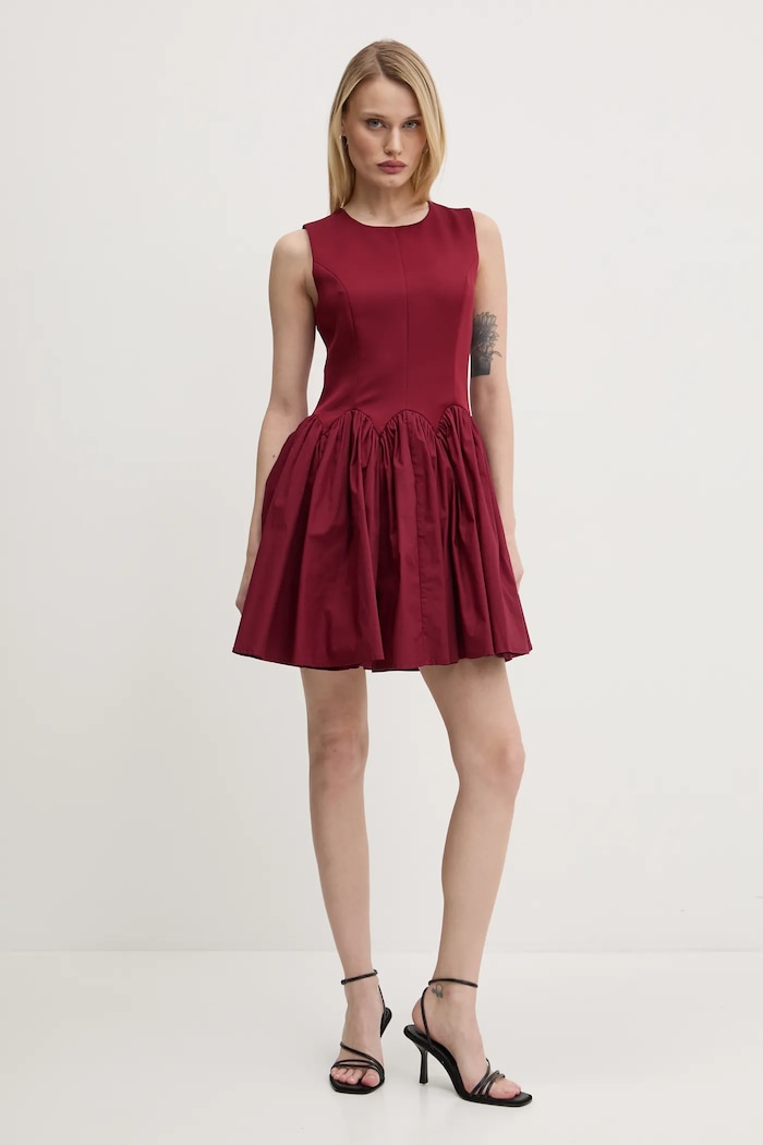 Obleka Never Fully Dressed Mini Monika NFDDR1918 bordo SS25