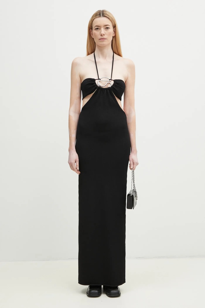 Φόρεμα Coperni Knitted Halter COPML135Y3010 μαύρο