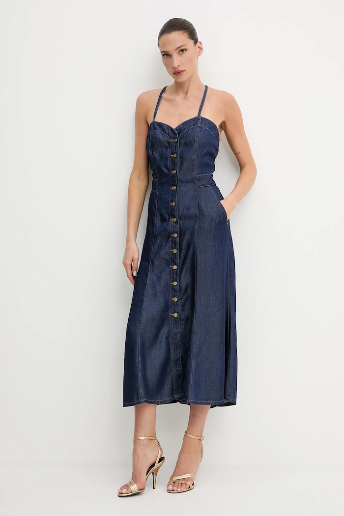 Oblačila Jeans obleka Guess EDNA W5GK43.D5N61 mornarsko modra