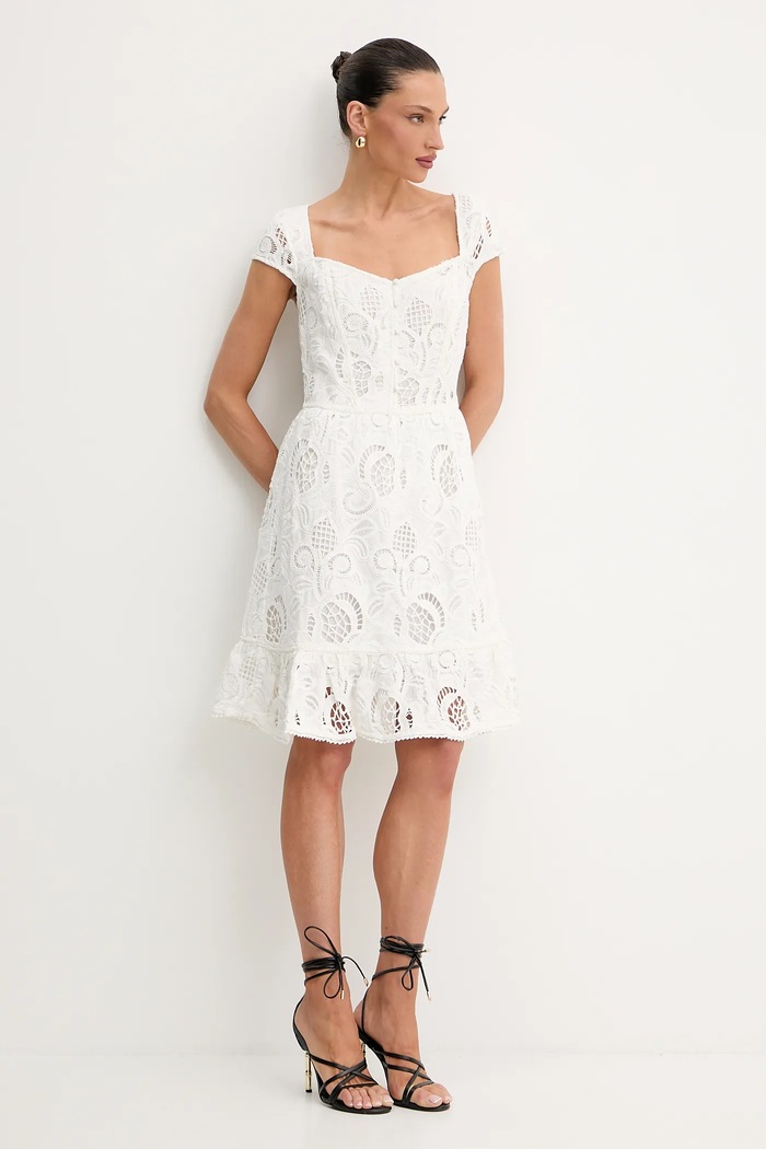 Guess sukienka bawełniana DOMITILLA W5GK50.WH521 biały SS25