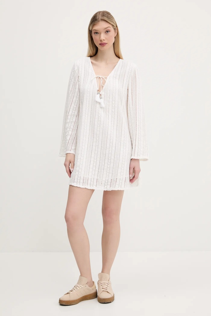 Superdry sukienka bawełniana W8011933A.71D beżowy SS25
