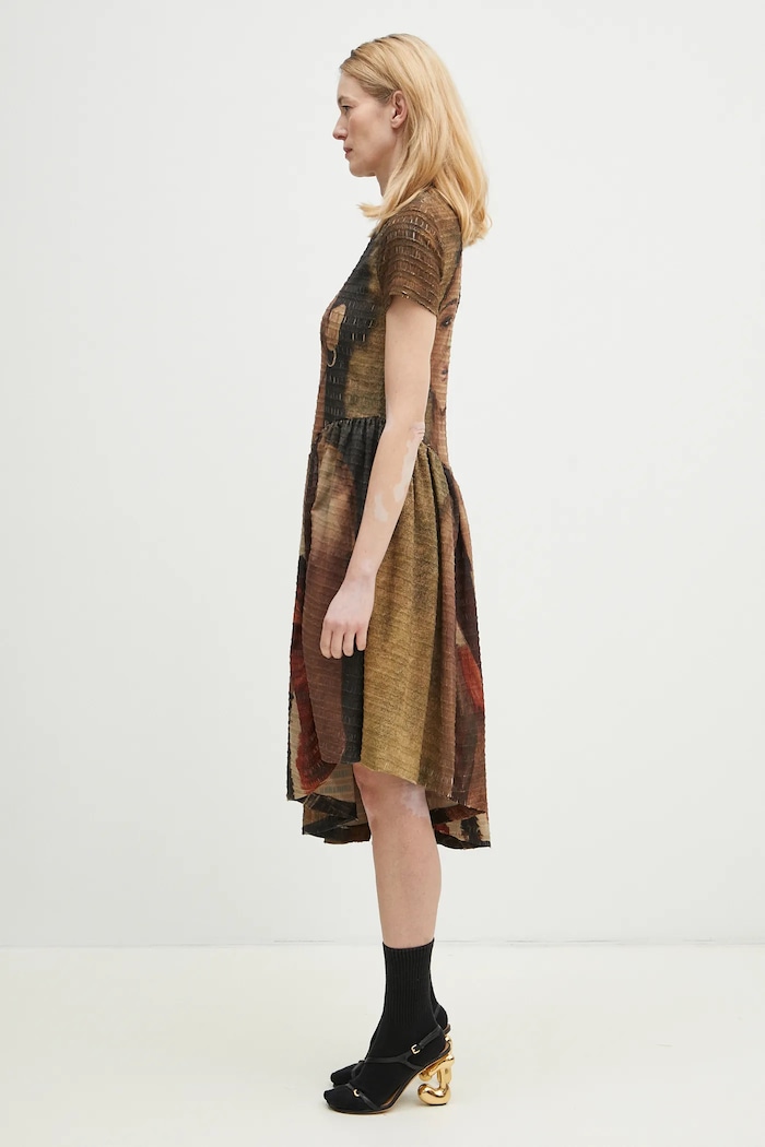 Andersson Bell dress Remy Printed Shirring atb1271w beige SS25