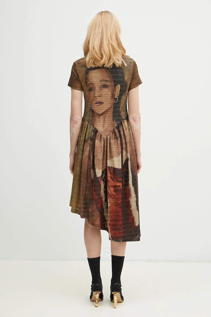 Clothing Andersson Bell dress Remy Printed Shirring atb1271w beige