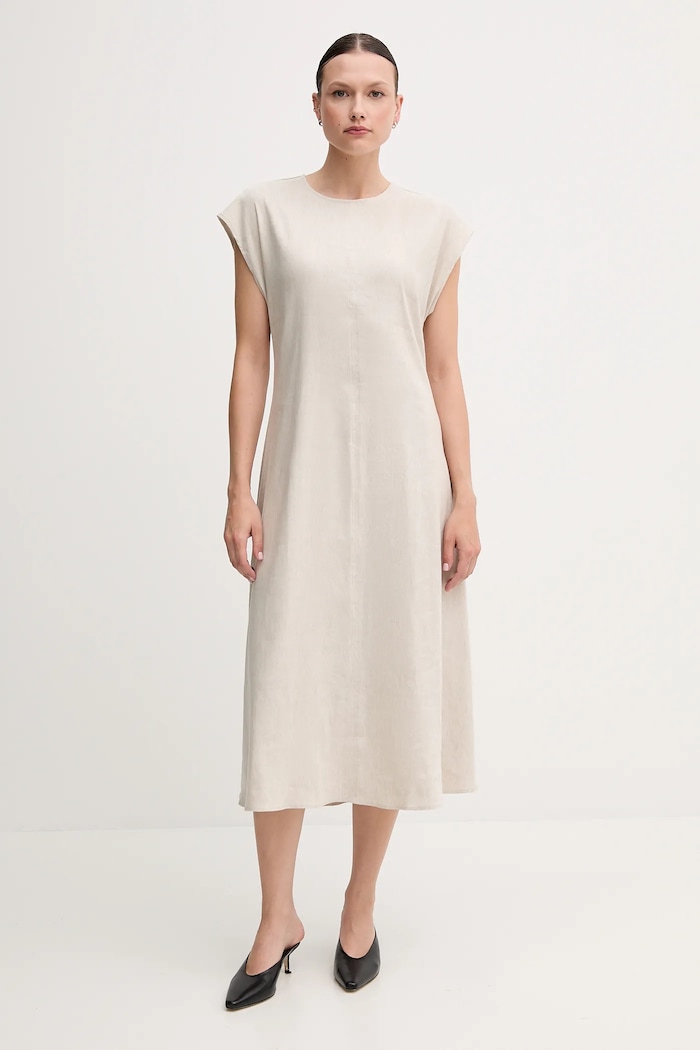 Calvin Klein vászon ruha rövid bézs LV044B041G