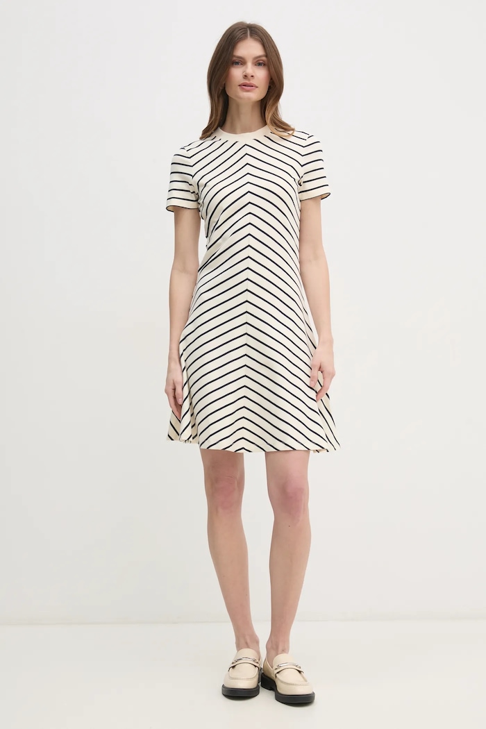 Tommy Hilfiger sukienka bawełniana WW0WW45521 beżowy SS25