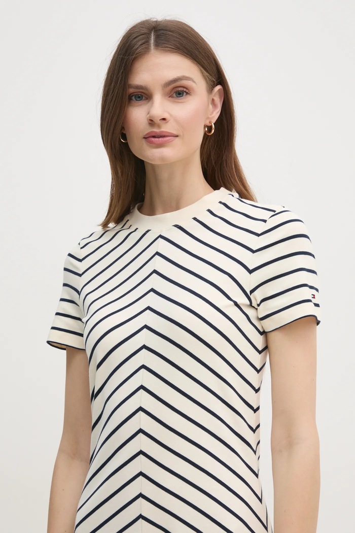 Tommy Hilfiger sukienka bawełniana beżowy WW0WW45521