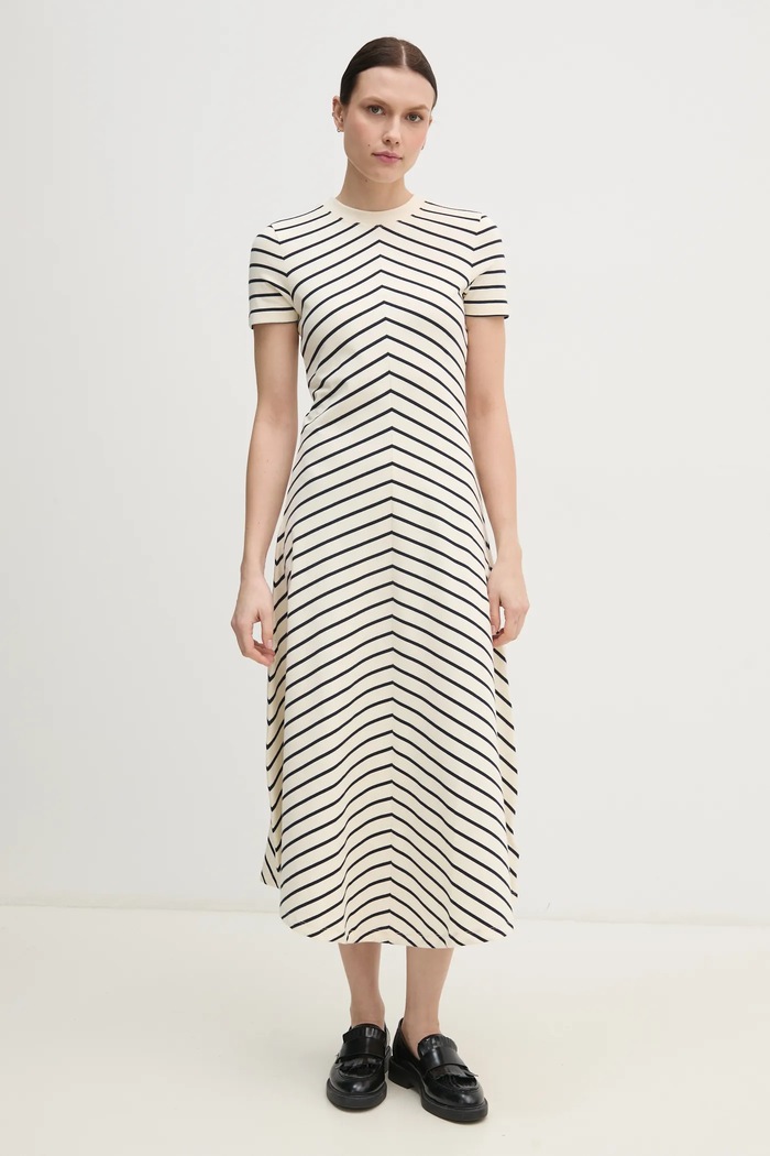 Bavlněné šaty Tommy Hilfiger midi béžová WW0WW44547