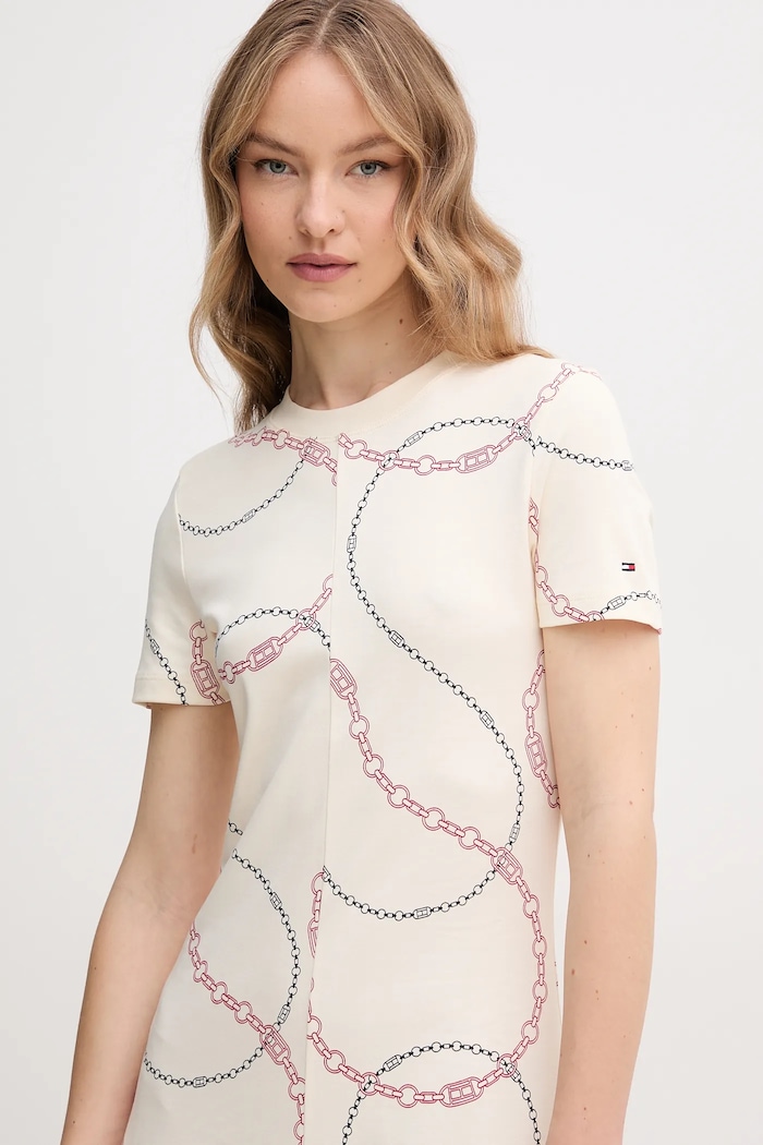 Tommy Hilfiger sukienka bawełniana WW0WW44547 beżowy