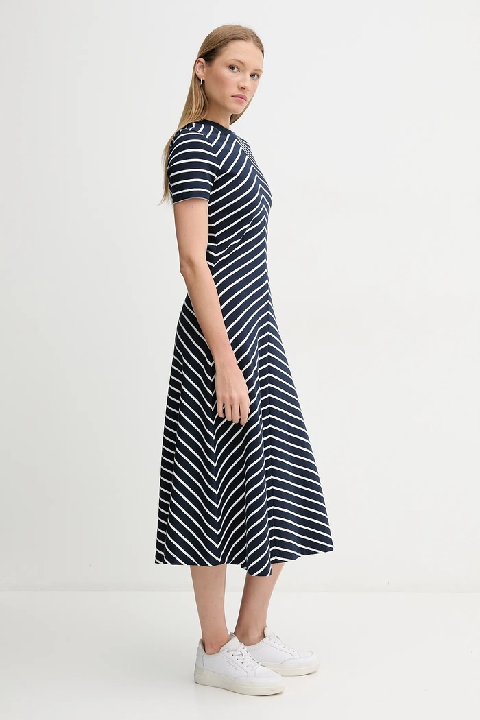 Tommy Hilfiger Bavlněné šaty Tommy Hilfiger WW0WW44547 námořnická modř SS25