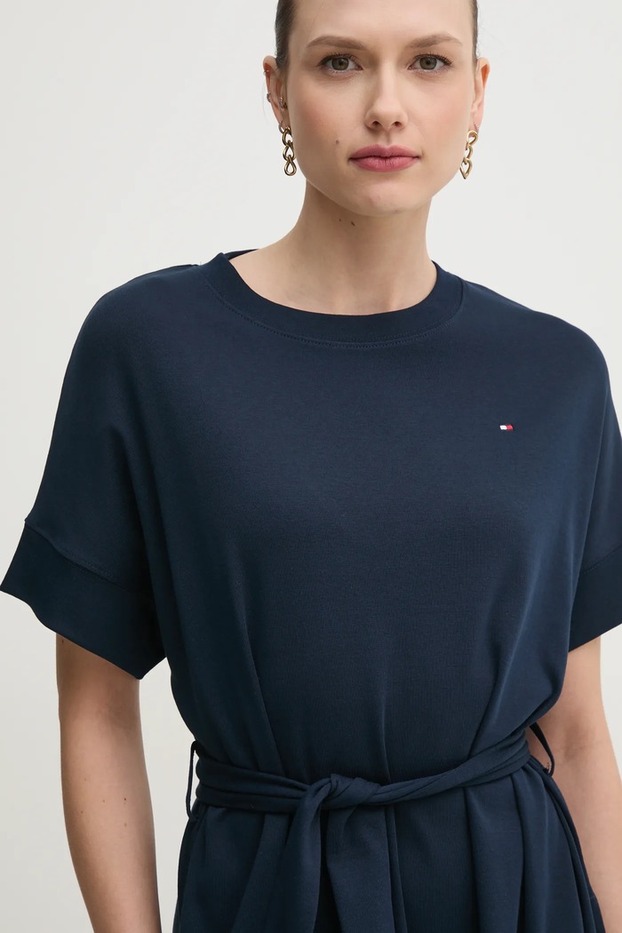 Bavlněné šaty Tommy Hilfiger námořnická modř WW0WW45520