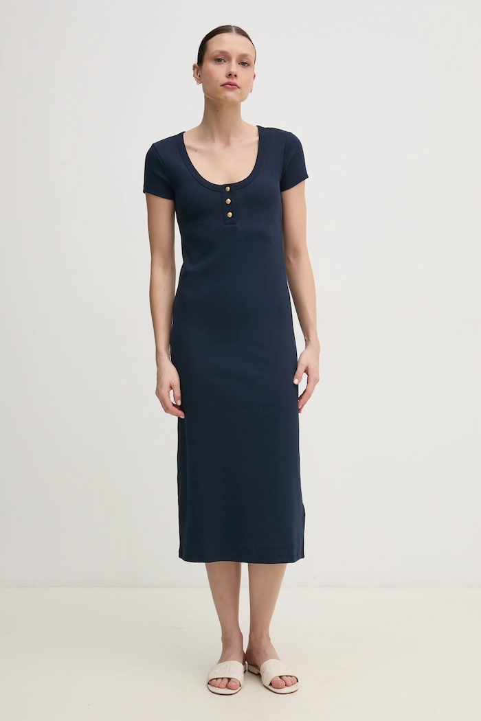 Šaty Tommy Hilfiger pásiky tmavomodrá WW0WW43864