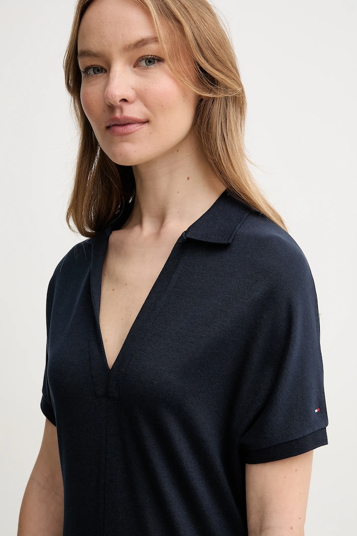 Obleka Tommy Hilfiger WW0WW44514 mornarsko modra SS25