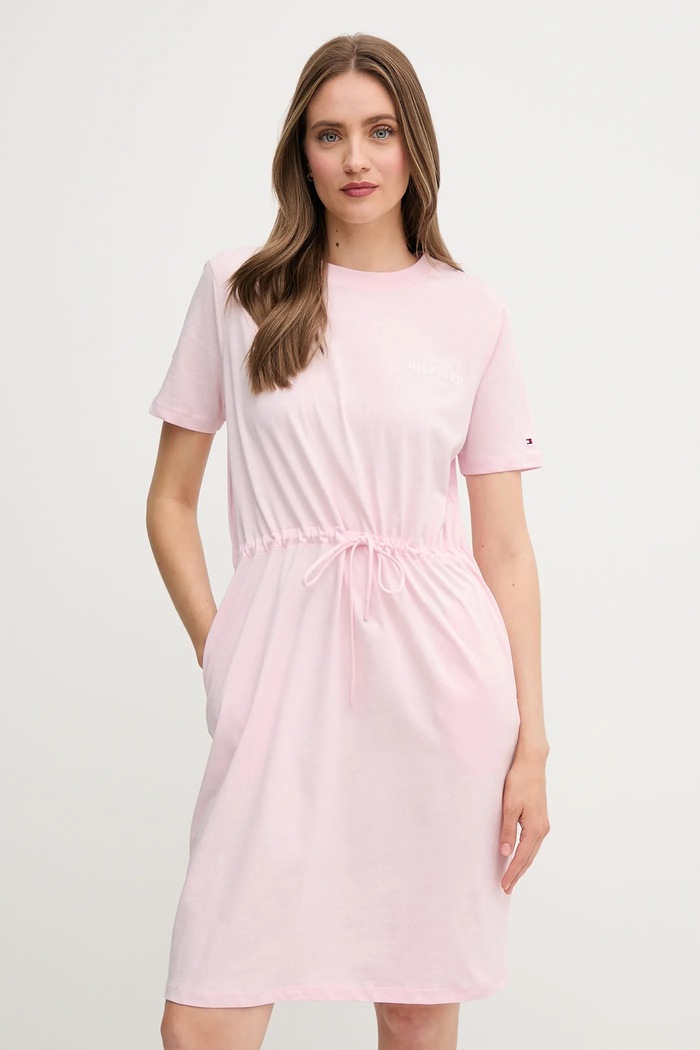Bavlnené šaty Tommy Hilfiger bavlna ružová WW0WW45529