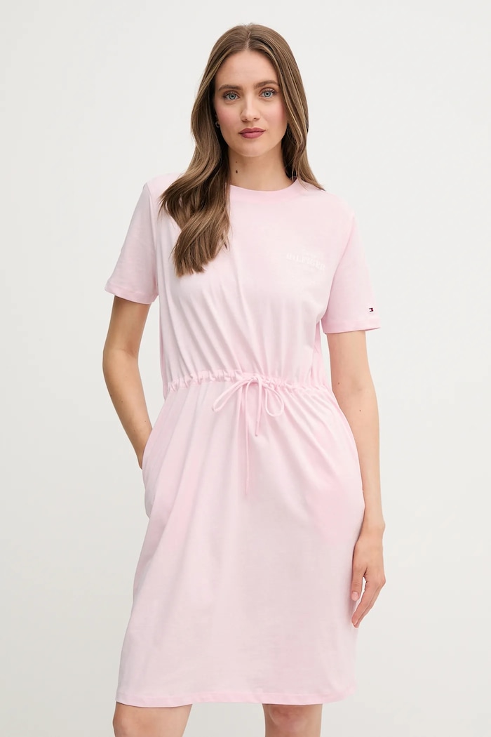 Bavlnené šaty Tommy Hilfiger bavlna ružová WW0WW45529