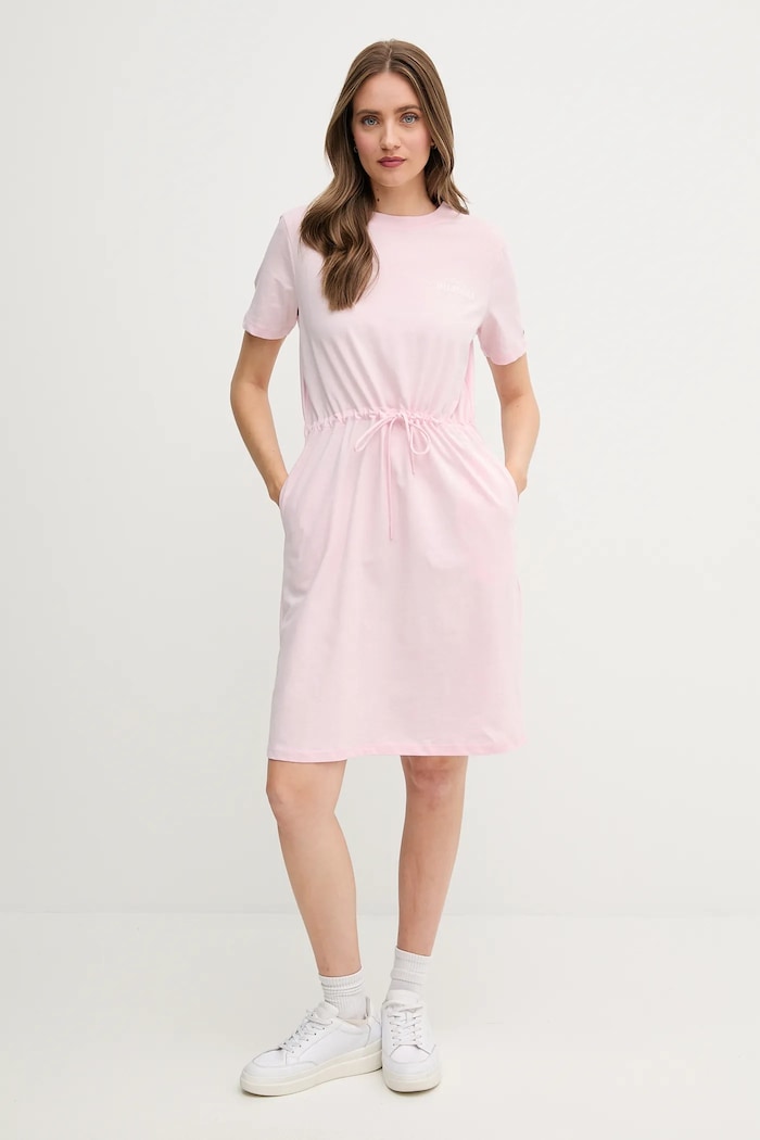 Bavlnené šaty Tommy Hilfiger WW0WW45529 ružová SS25
