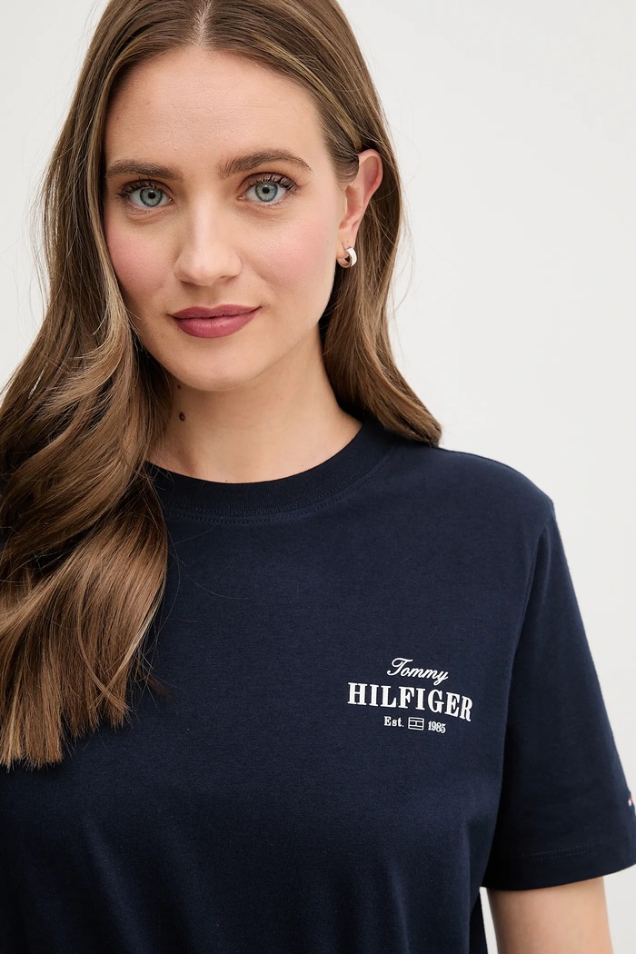 Bavlnené šaty Tommy Hilfiger tmavomodrá WW0WW45529