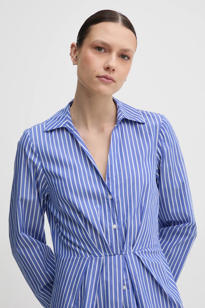 Bombažna obleka Tommy Hilfiger vijolična WW0WW44670